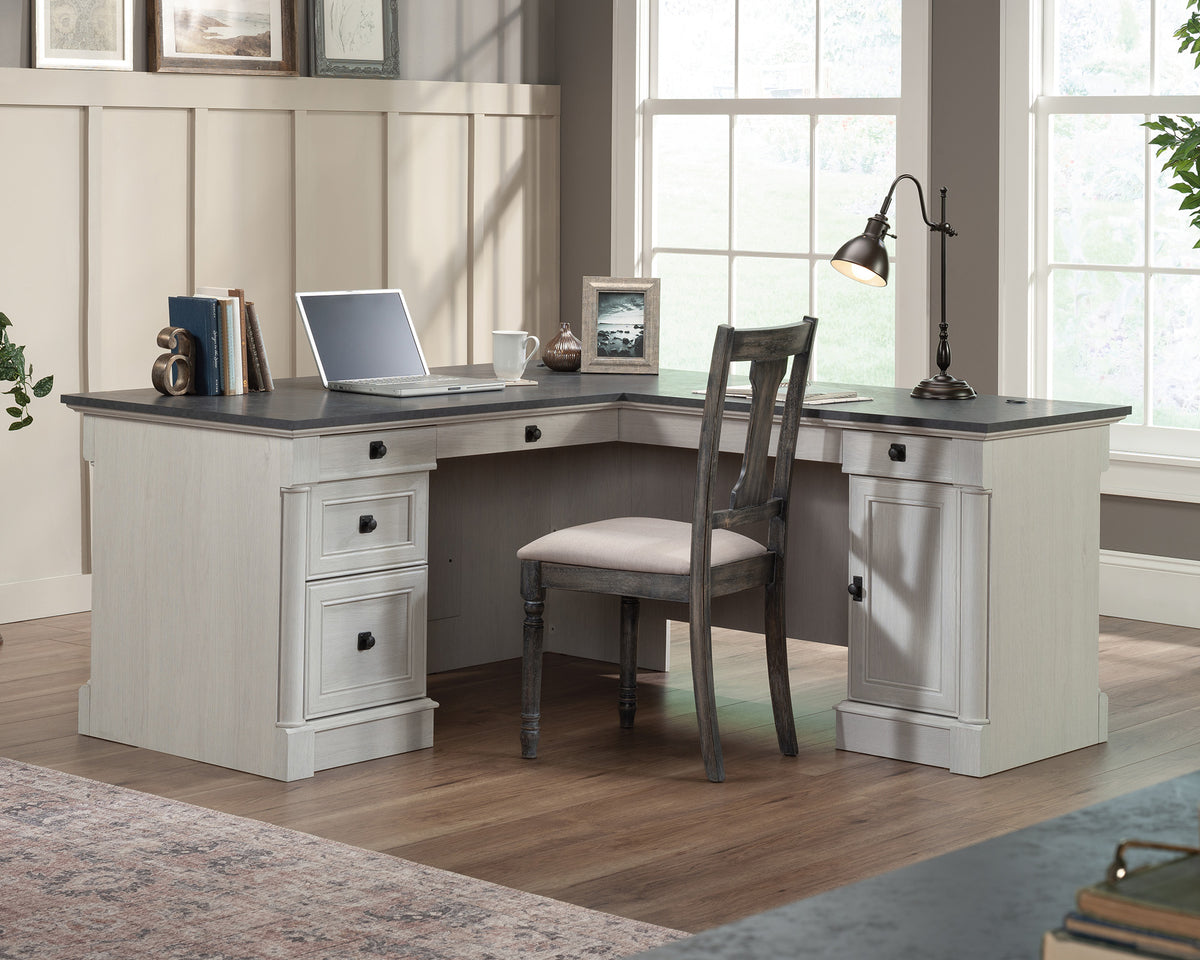 Palladia  L-Shaped Home Office Desk in Glacier Oak