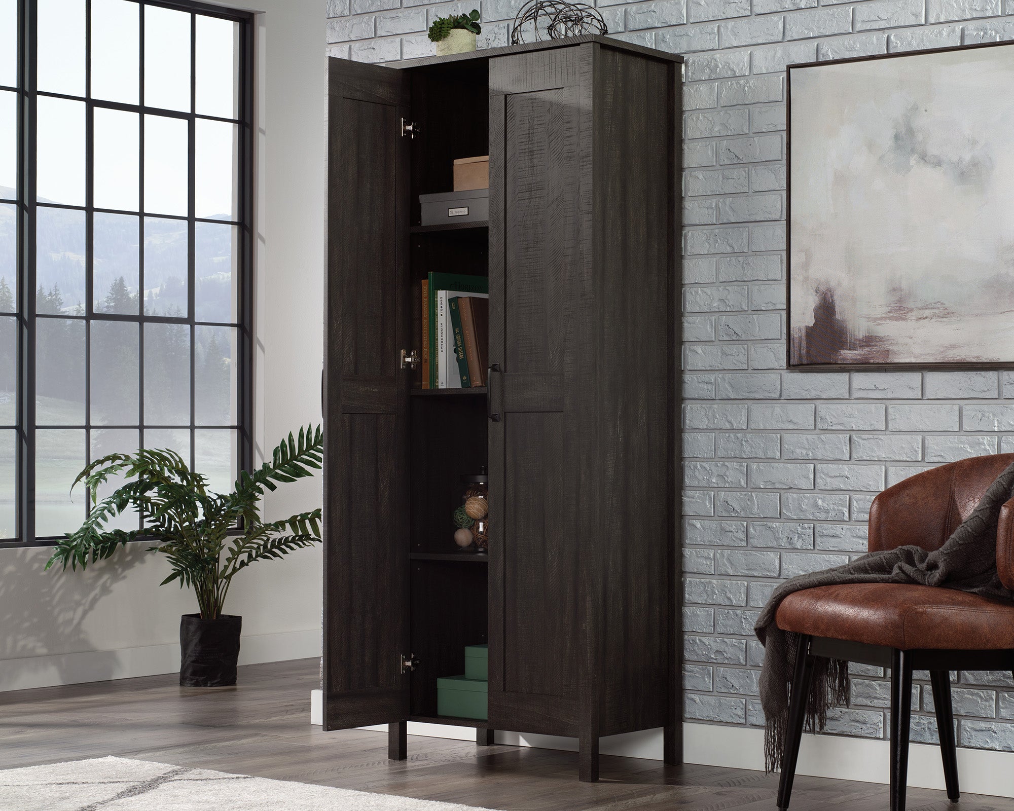 Sauder Select Two-Door Storage Cabinet in Blade Walnut Blade