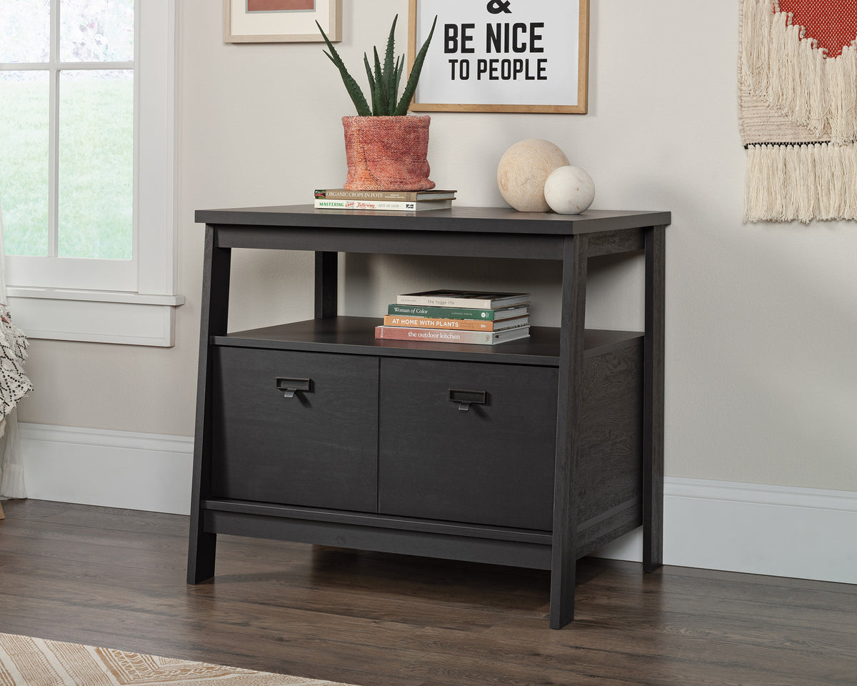 Trestle  1-Drawer Lateral Filing Cabinet in Raven Oak