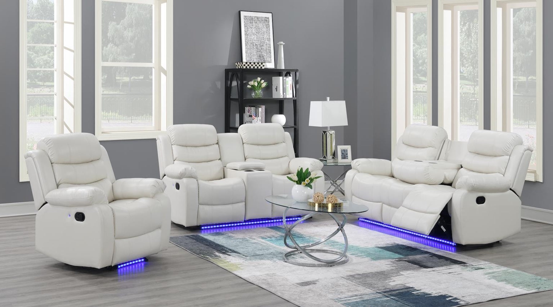 White Motion Led Loveseat