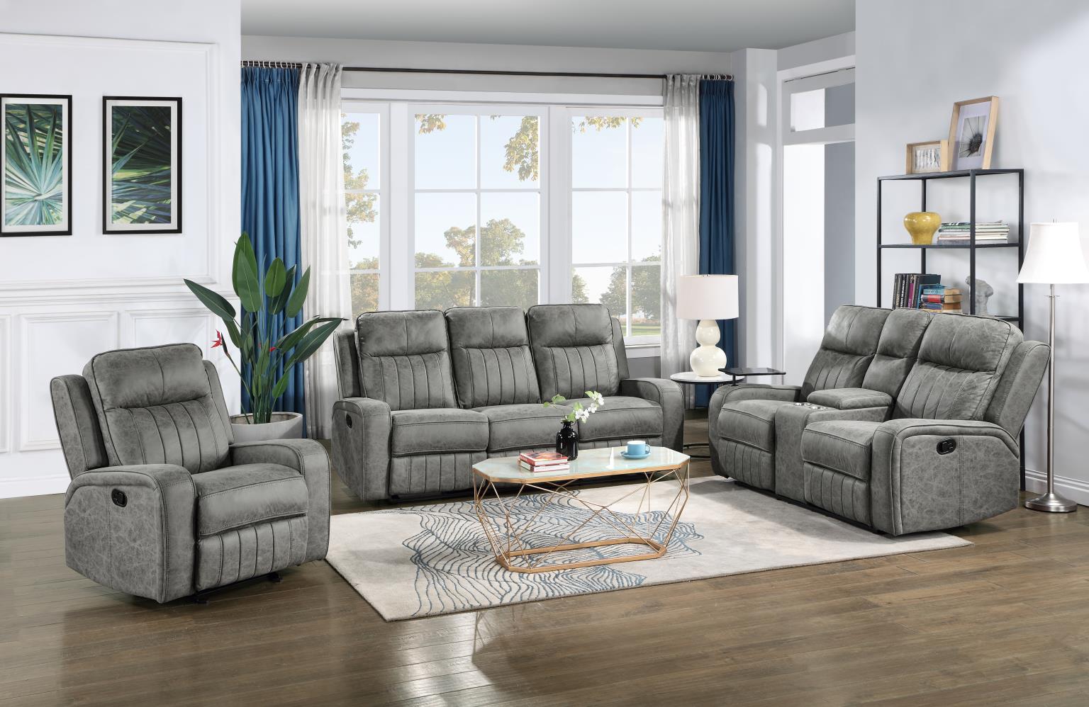 Gray Motion Sofa W/Dropdown Table, With Charger