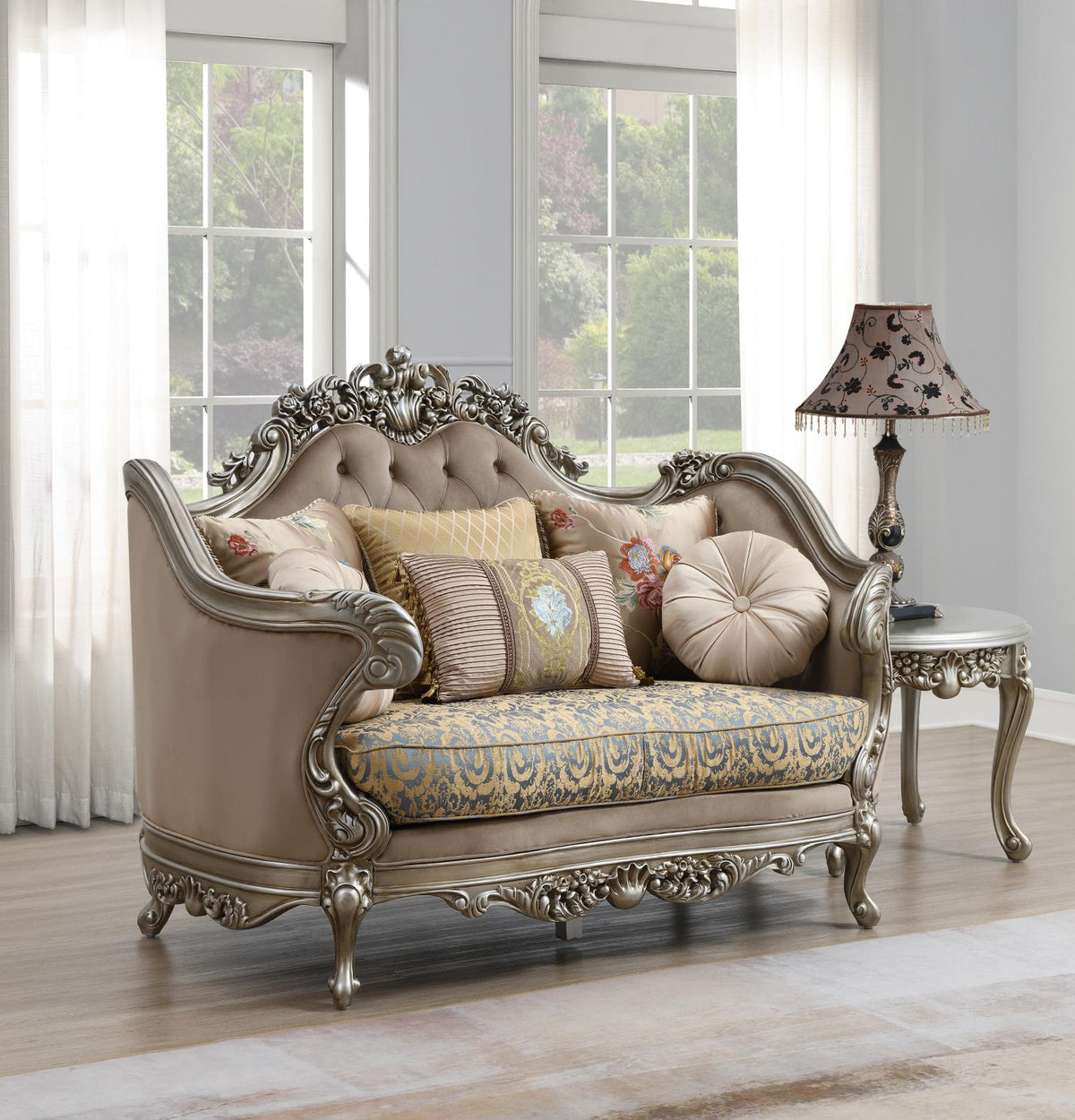 Traditional Brown Loveseat