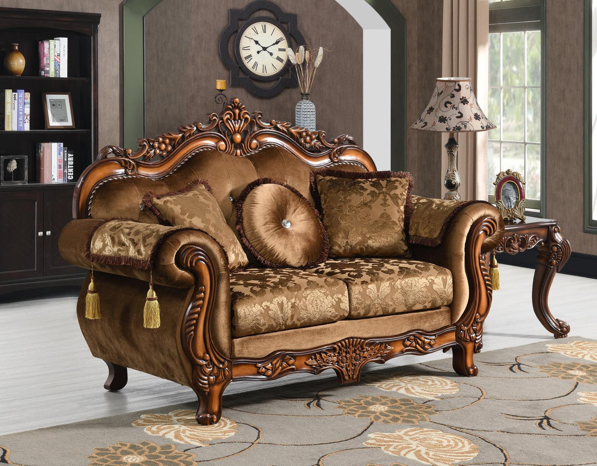 Traditional Brown Loveseat