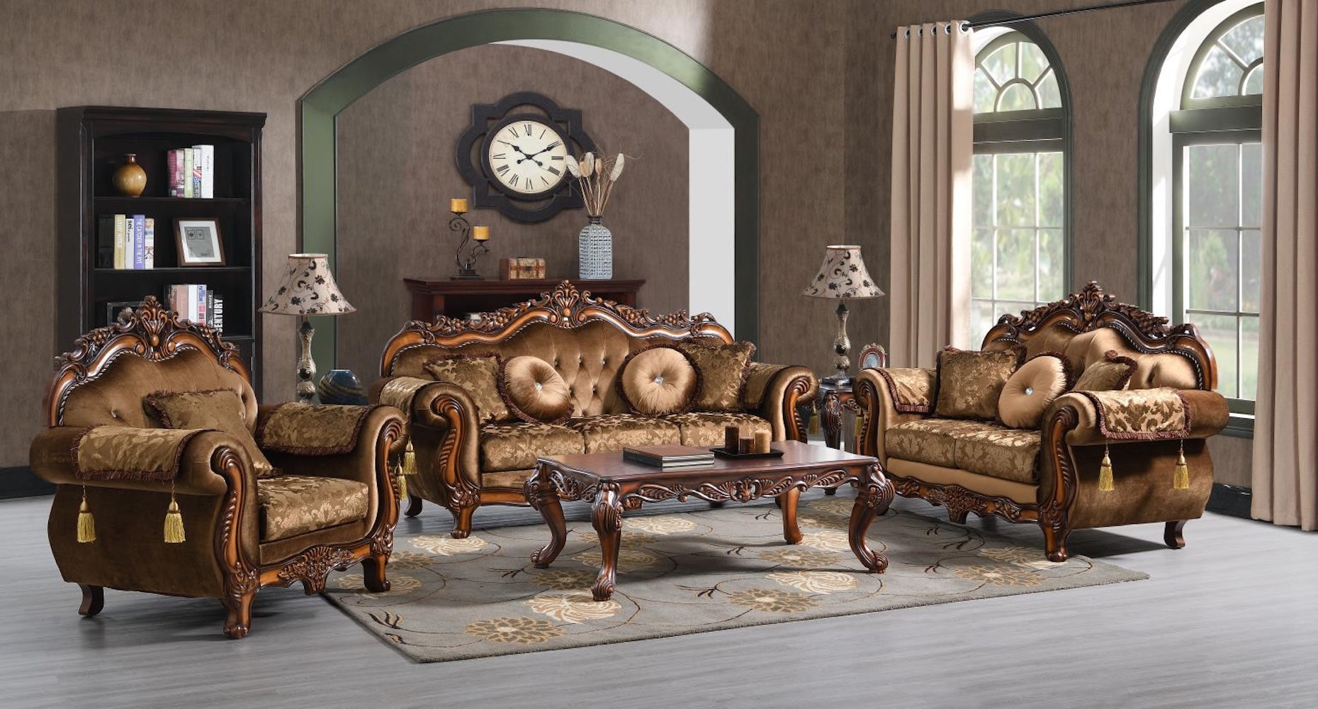 Traditional Brown Loveseat