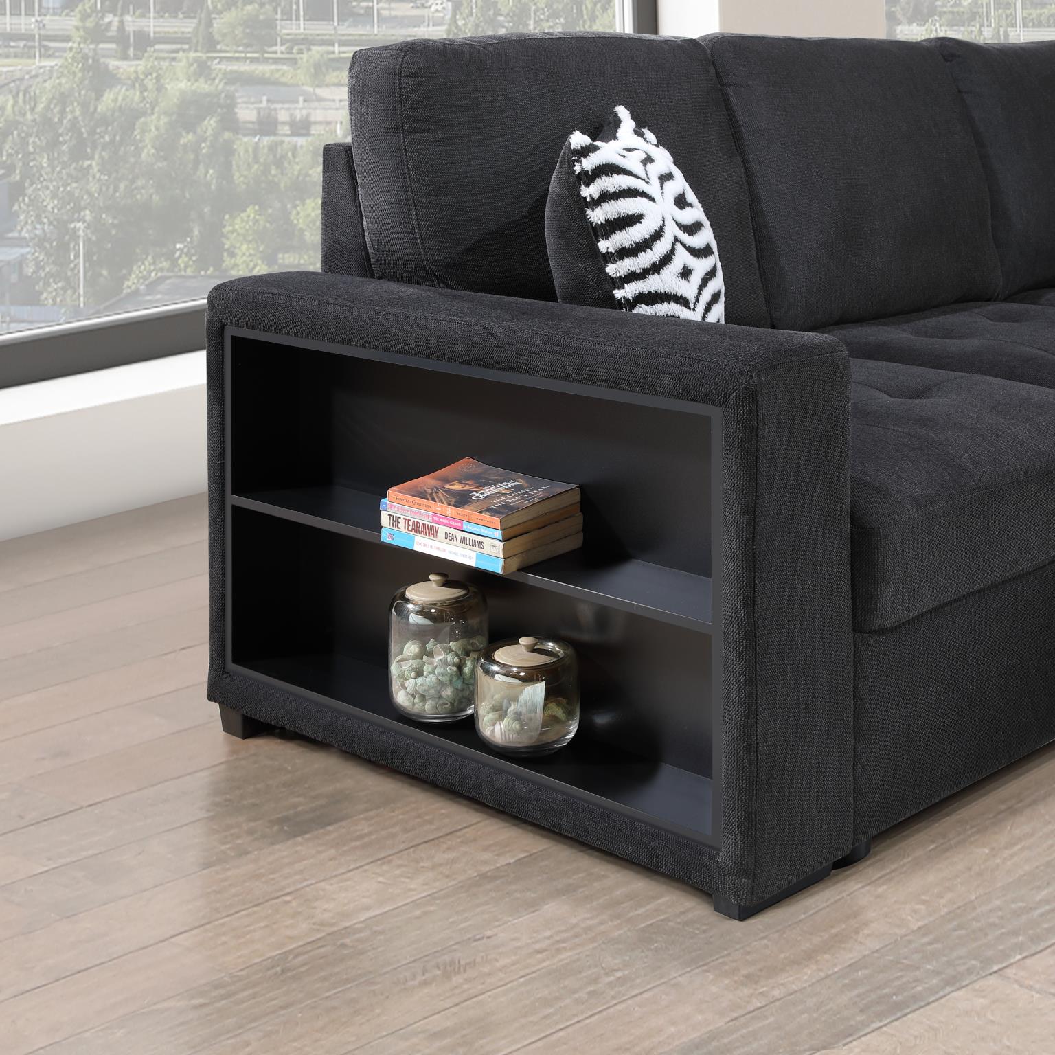 Black 3 Pc Sectional W/Usb (Type A+C)