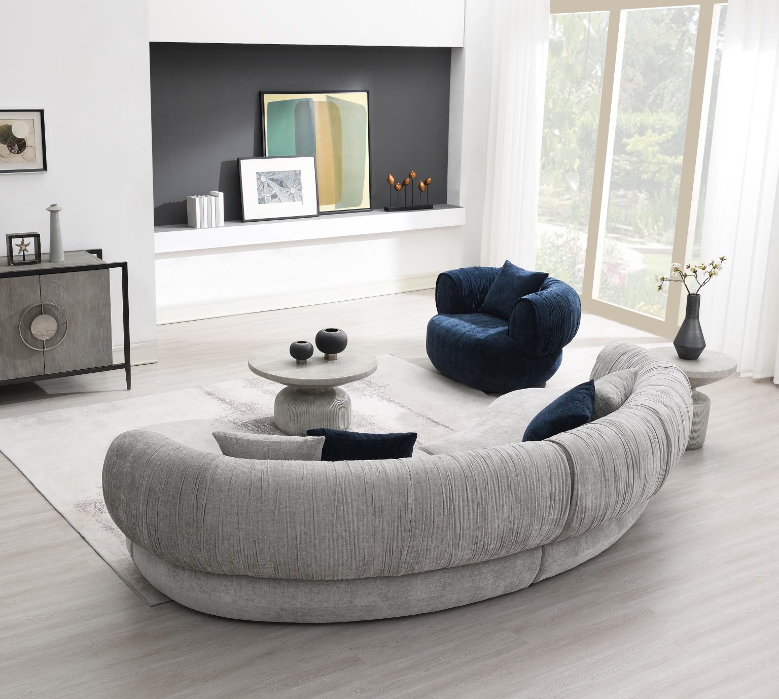 Gray Modern Curved Sofa