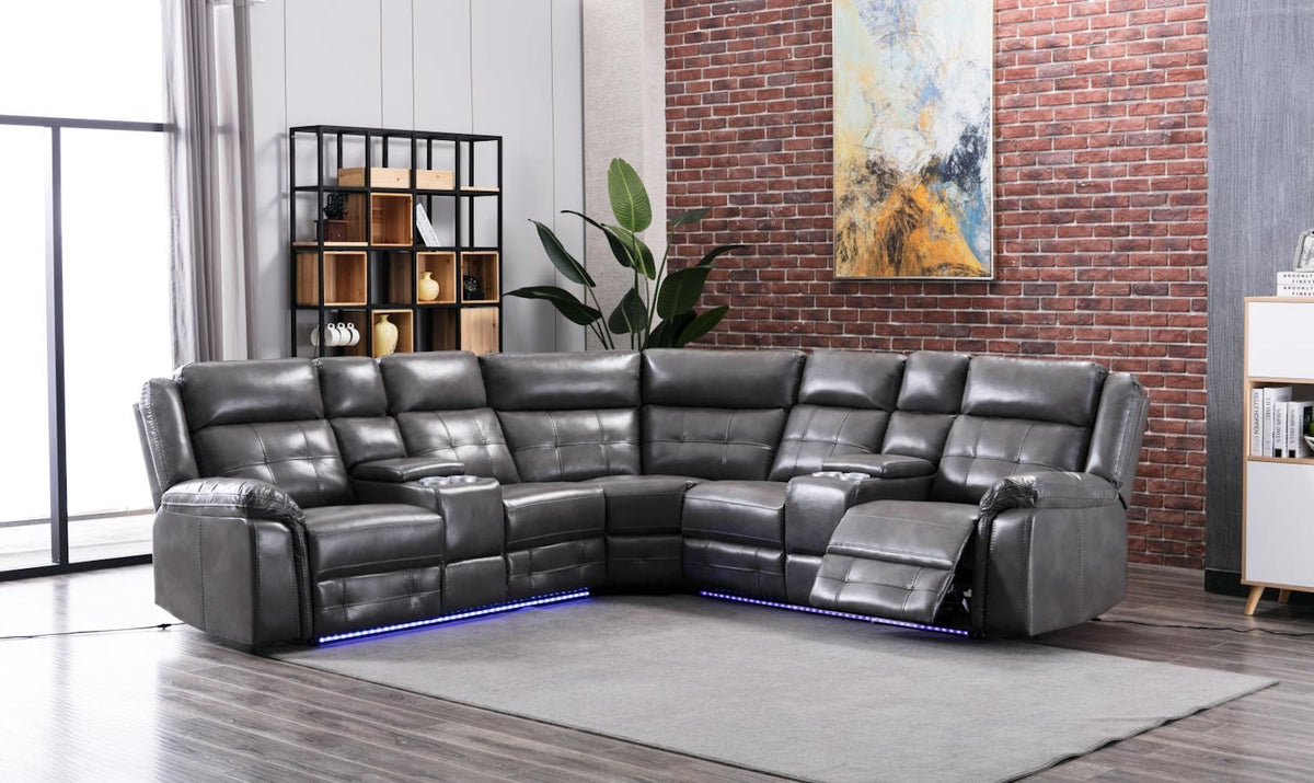 Gray 3 Pc Power Reclining Sectional