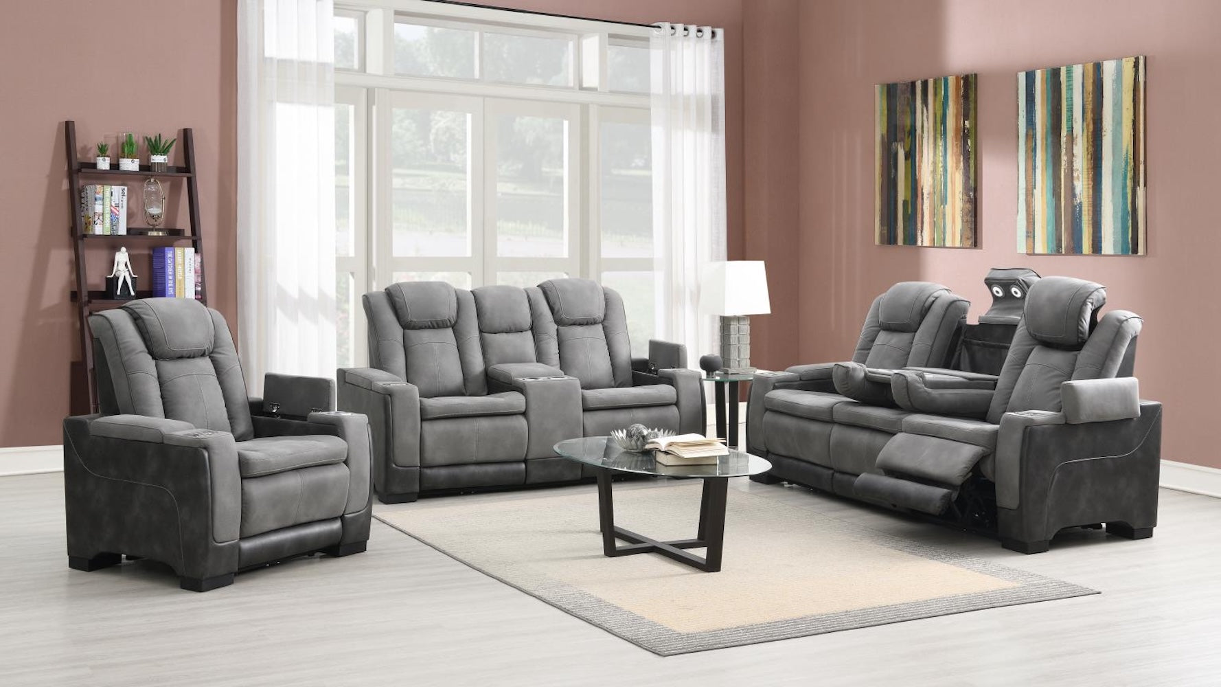 Slate Power Reclining W/Pwr Headrest, Storage Arms/Usb And Wireless Charger Loveseat