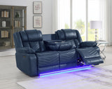 Navy Power Reclining Sofa W/Led Light