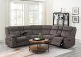 Brown Fabric 3 Pc Reclining Sectional