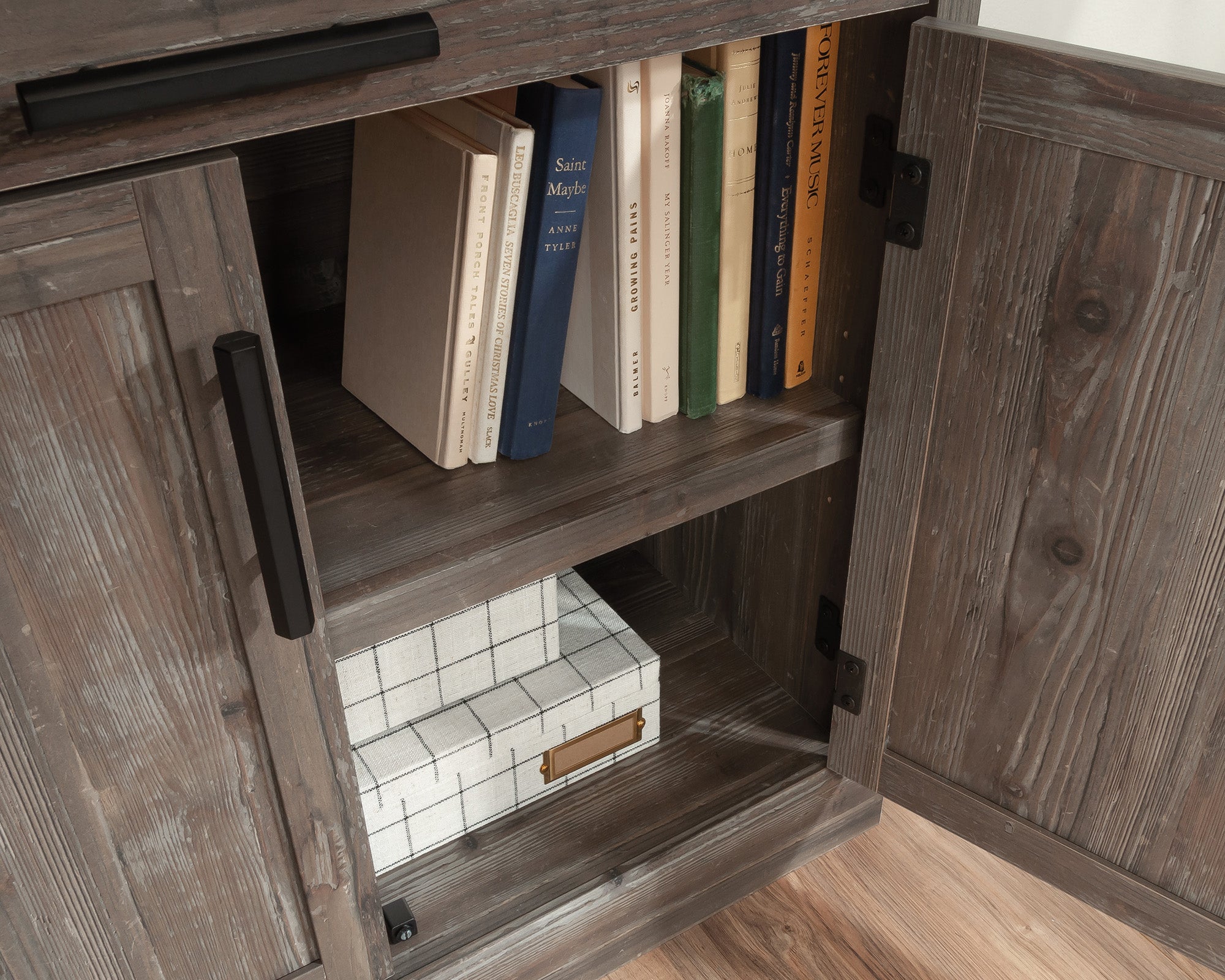 Aspen Post  2-Door Storage Cabinet in Pebble Pine