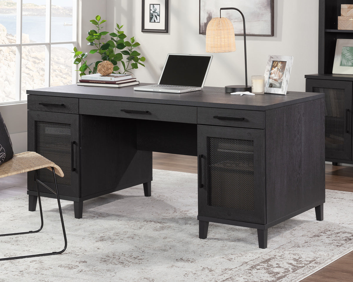 Tiffin Line  Executive Double Ped Desk in Raven Oak