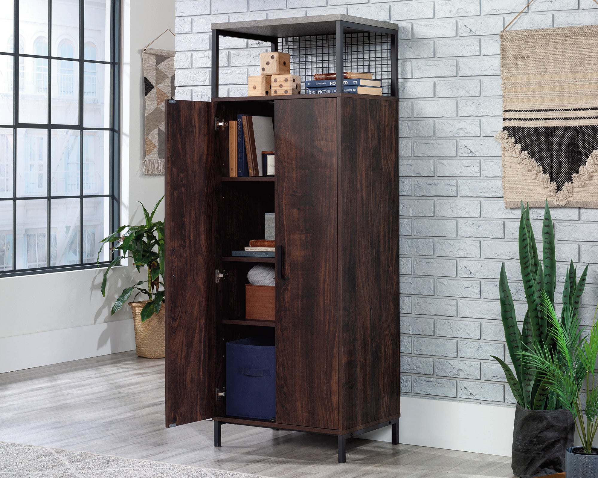 Market Commons  2-Door Storage Cabinet in Rich Walnut