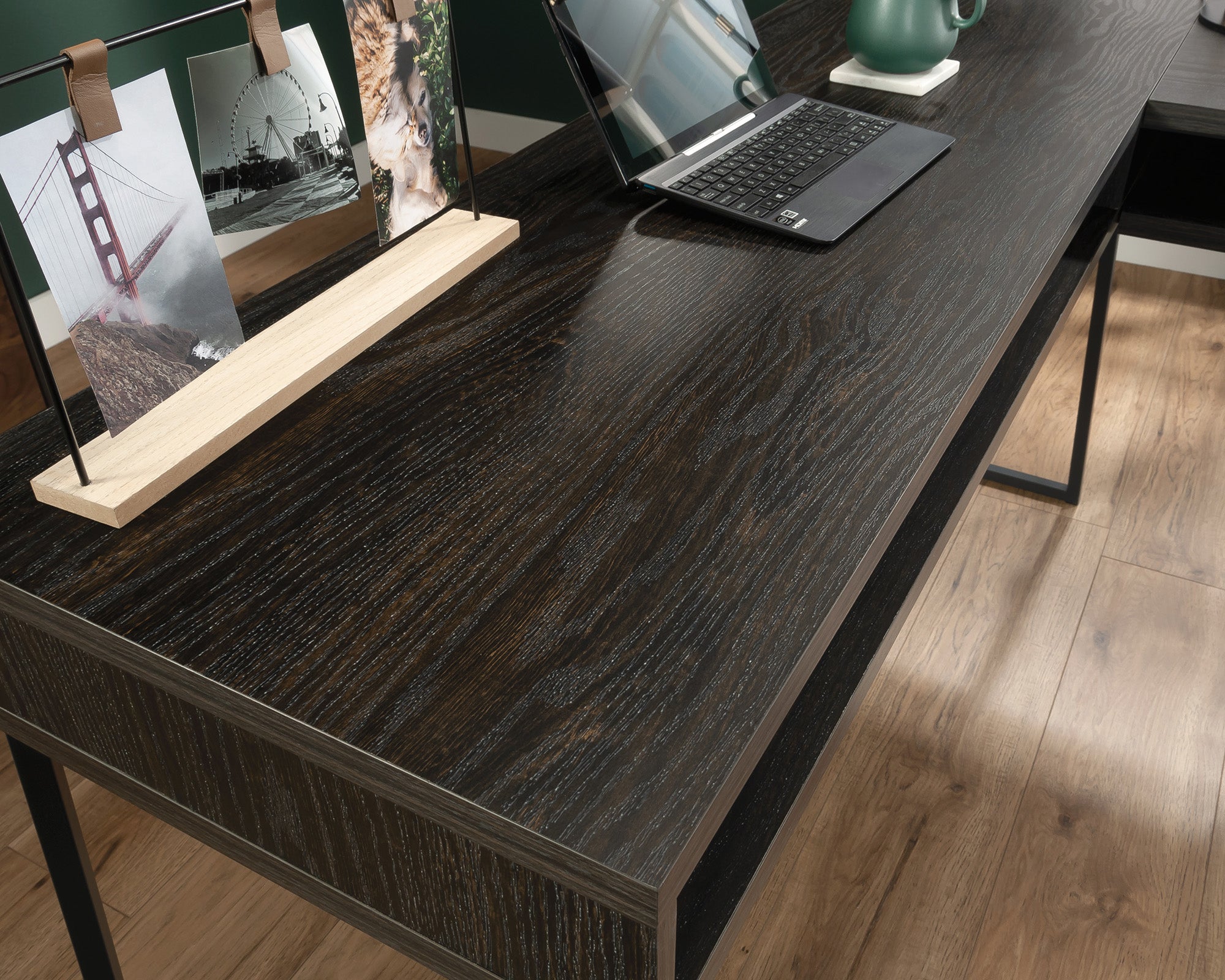 Canton Lane  L-Shaped Computer Desk in Brew Oak