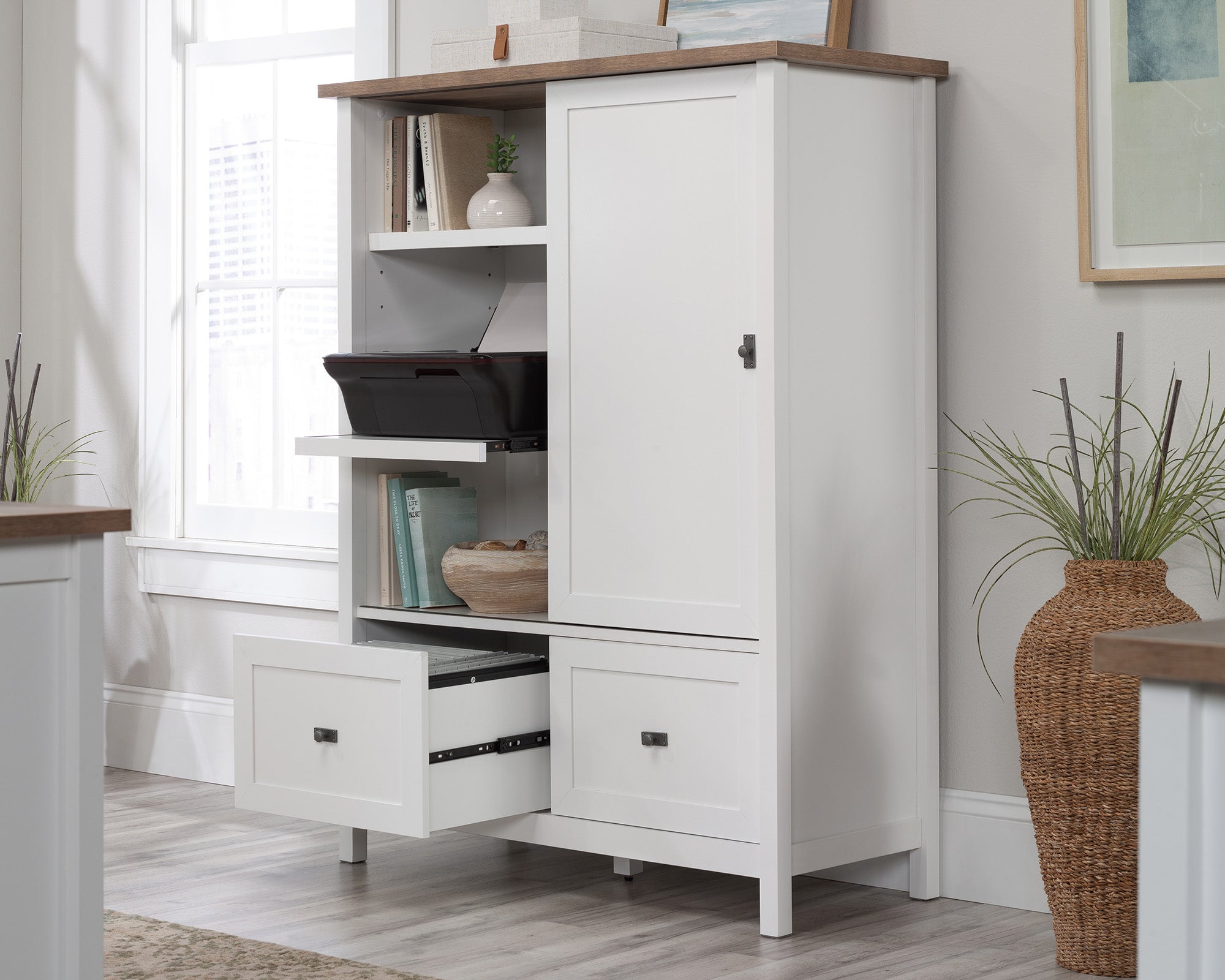 Cottage Road  White Storage Cabinet with File Drawers