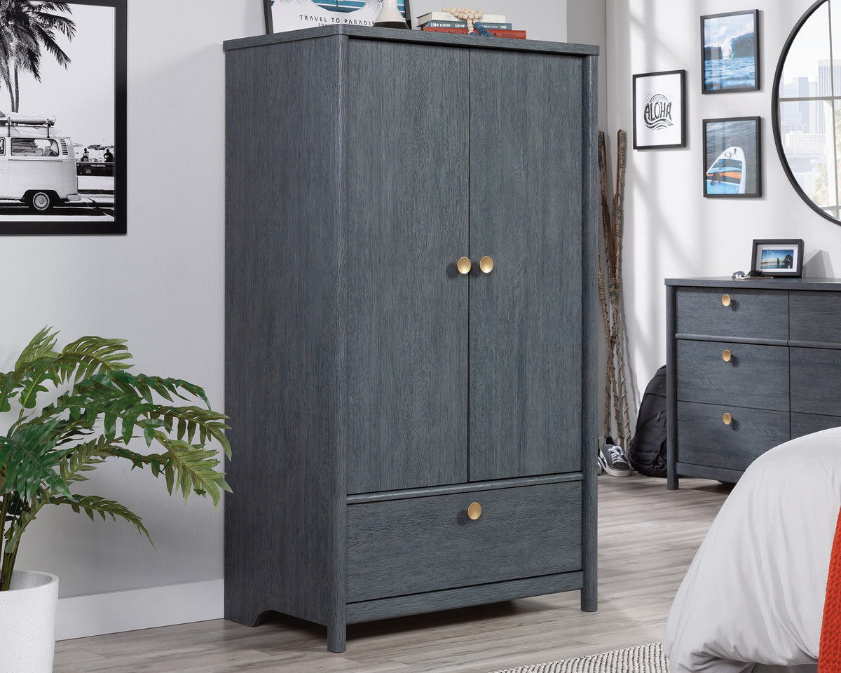 Dover Edge  Bedroom Armoire with Drawer in Denim Oak