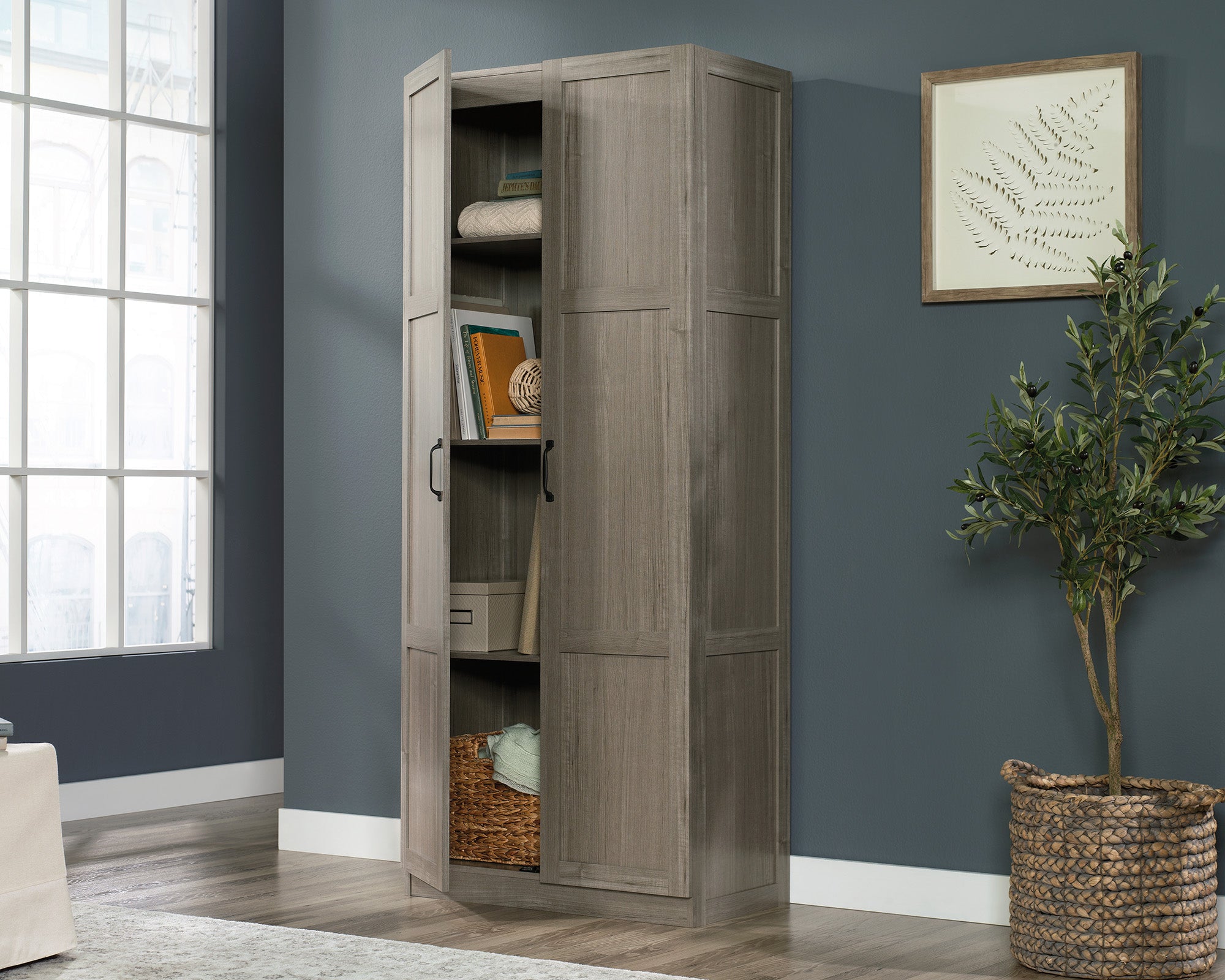 Sauder Select Storage Cabinet Silver Sycamore