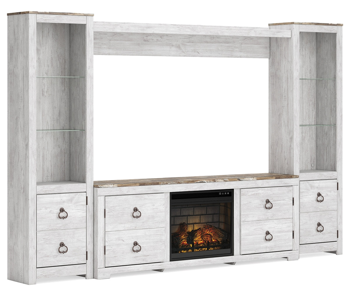 Willowton 4-Piece Entertainment Center with Electric Fireplace