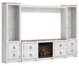 Willowton 4-Piece Entertainment Center with Electric Fireplace