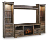 Trinell 4-Piece Entertainment Center with Electric Fireplace