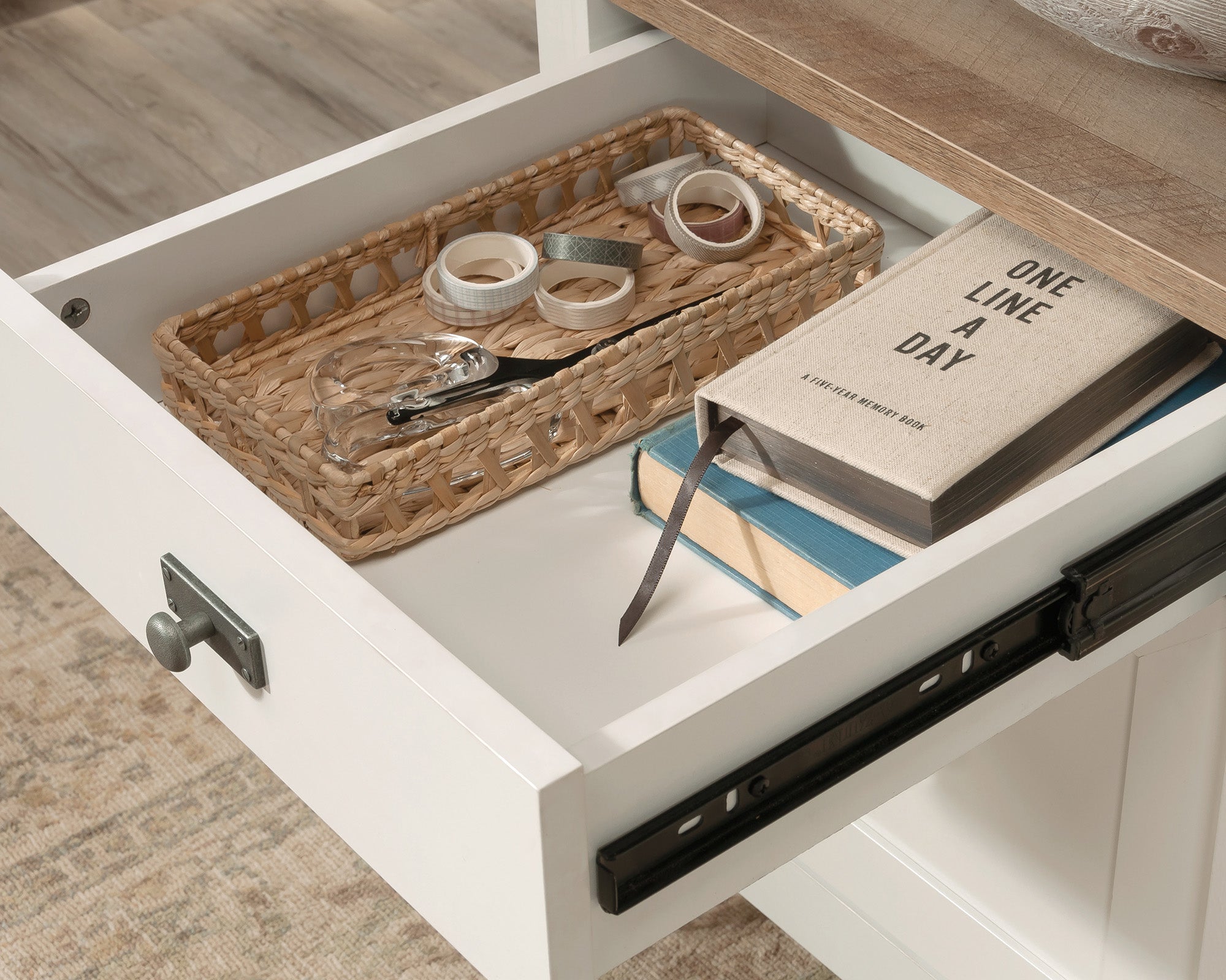 Cottage Road  White Double Pedestal Desk with Drawers