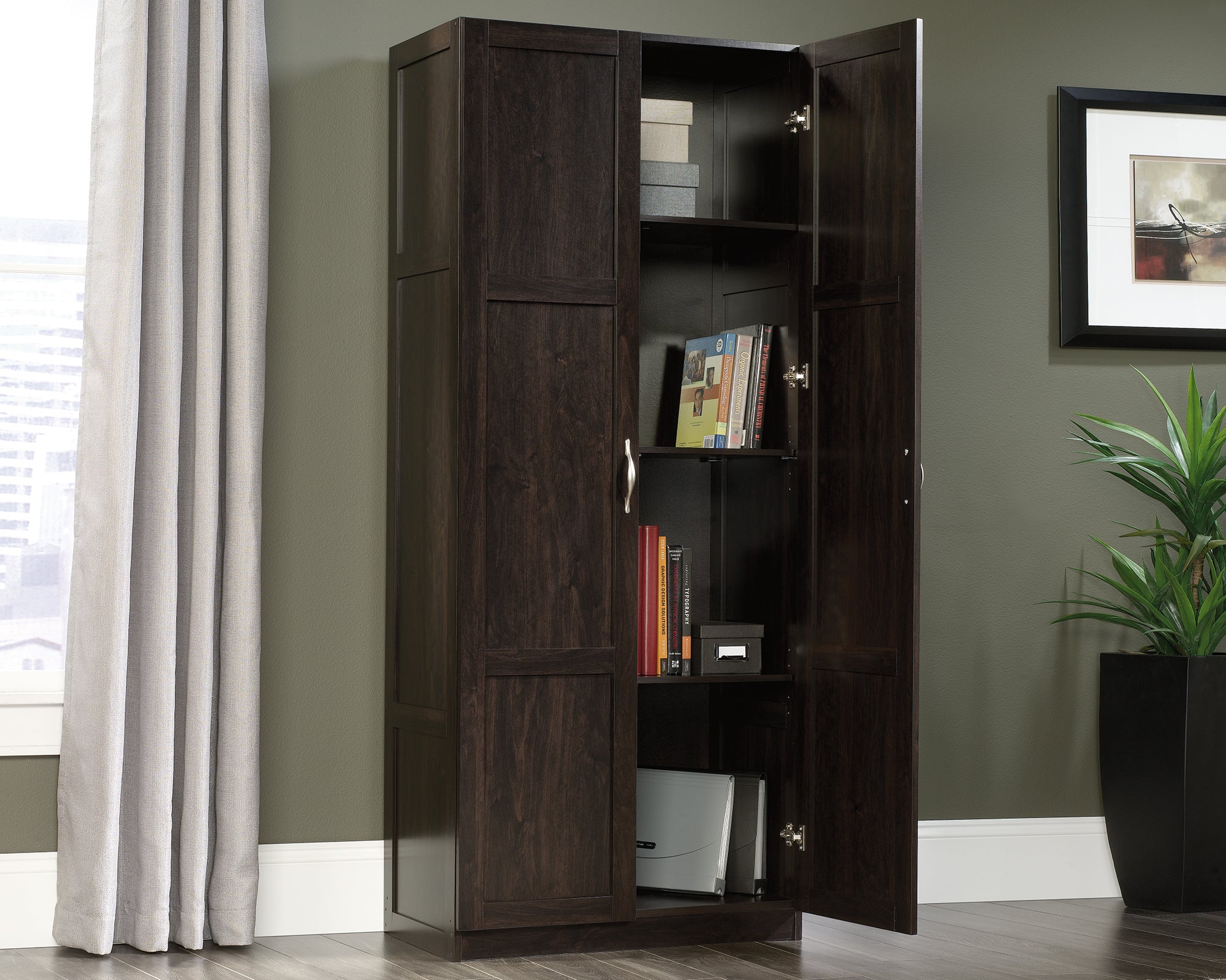 Sauder Select Storage Cabinet Cinnamon Cherry