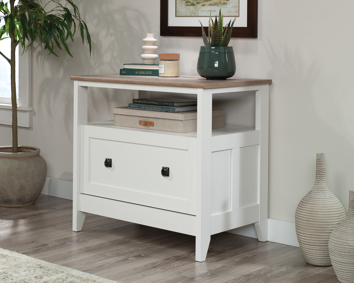 August Hill Open Shelf Lateral File Cabinet in Soft White