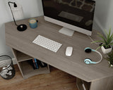 Beginnings  Silver Sycamore Corner Desk with Shelves