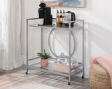 International Lux Rolling Glass & Metal Bar Cart in Silver