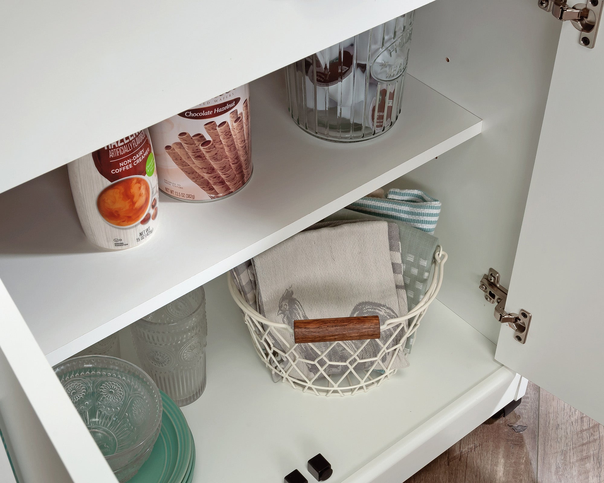 Sauder Select Kitchen Cart for Microwave in Soft White