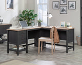 Cottage Road  L-Shaped Desk with Drawers in Raven Oak