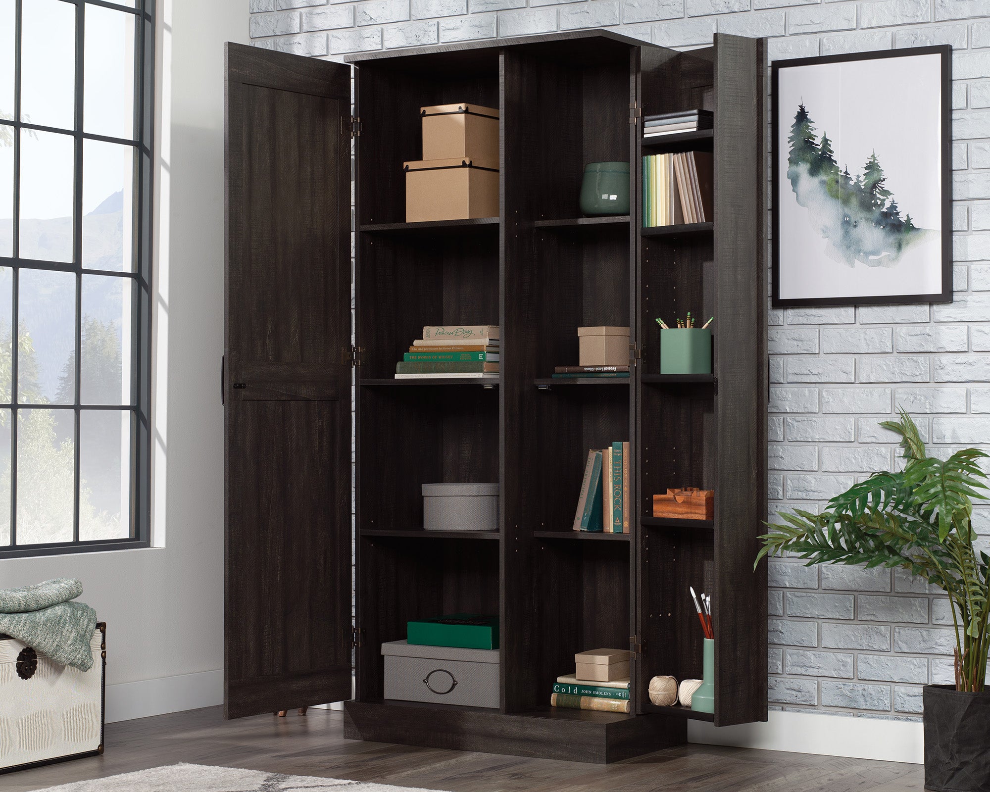 Sauder Select Two-Door Storage Cabinet in Blade Walnut Blade Walnut