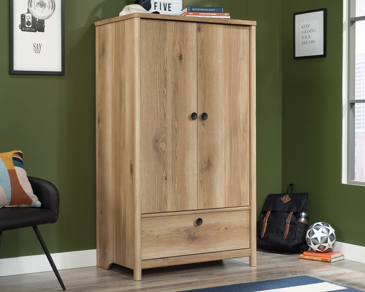 Dover Edge  Bedroom Armoire with Drawer in Timber Oak