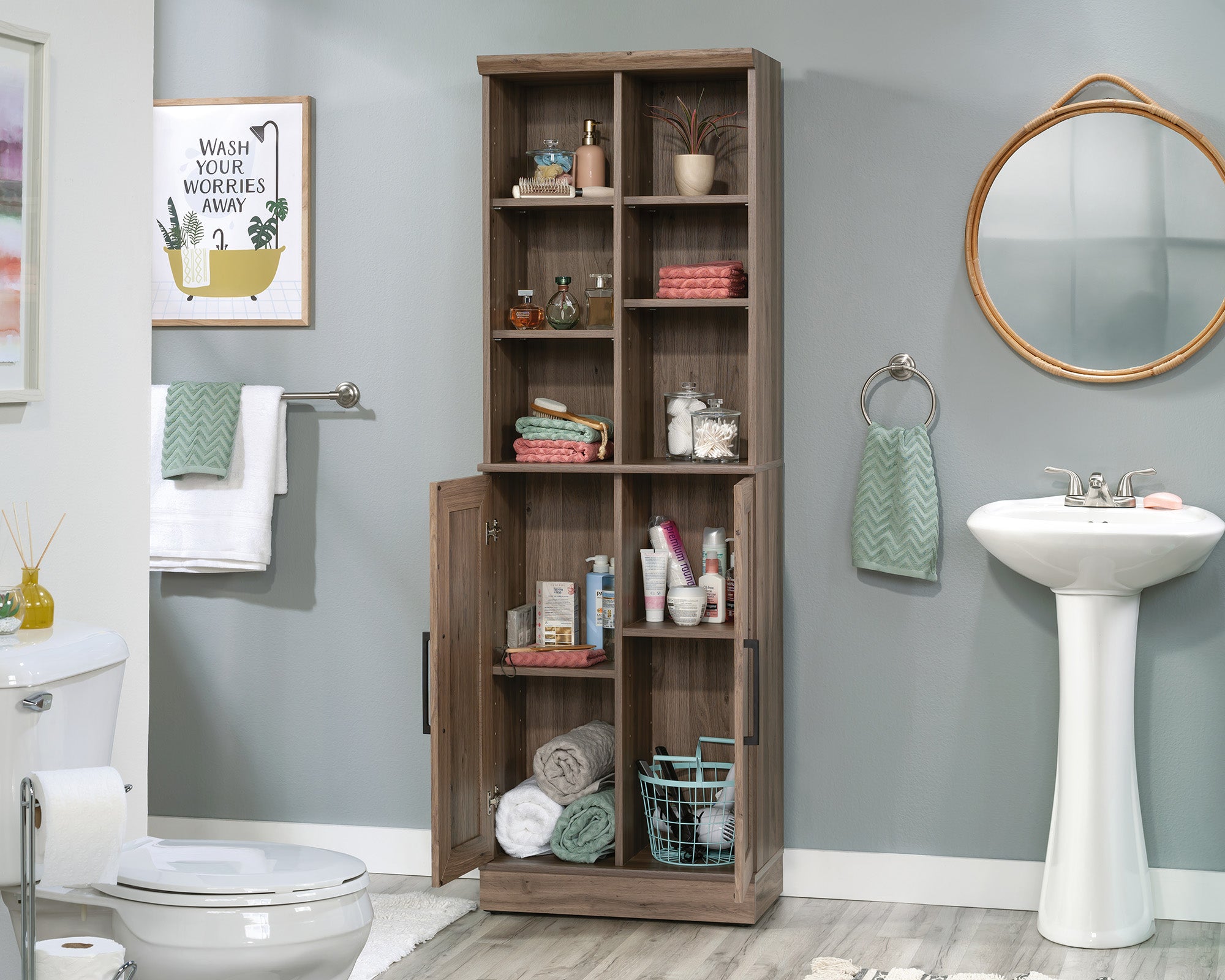 HomePlus 2-Door Storage Cabinet in Salt Oak