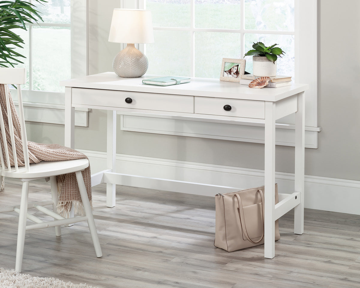 County Line  Rustic Writing Desk with Drawers in Soft White