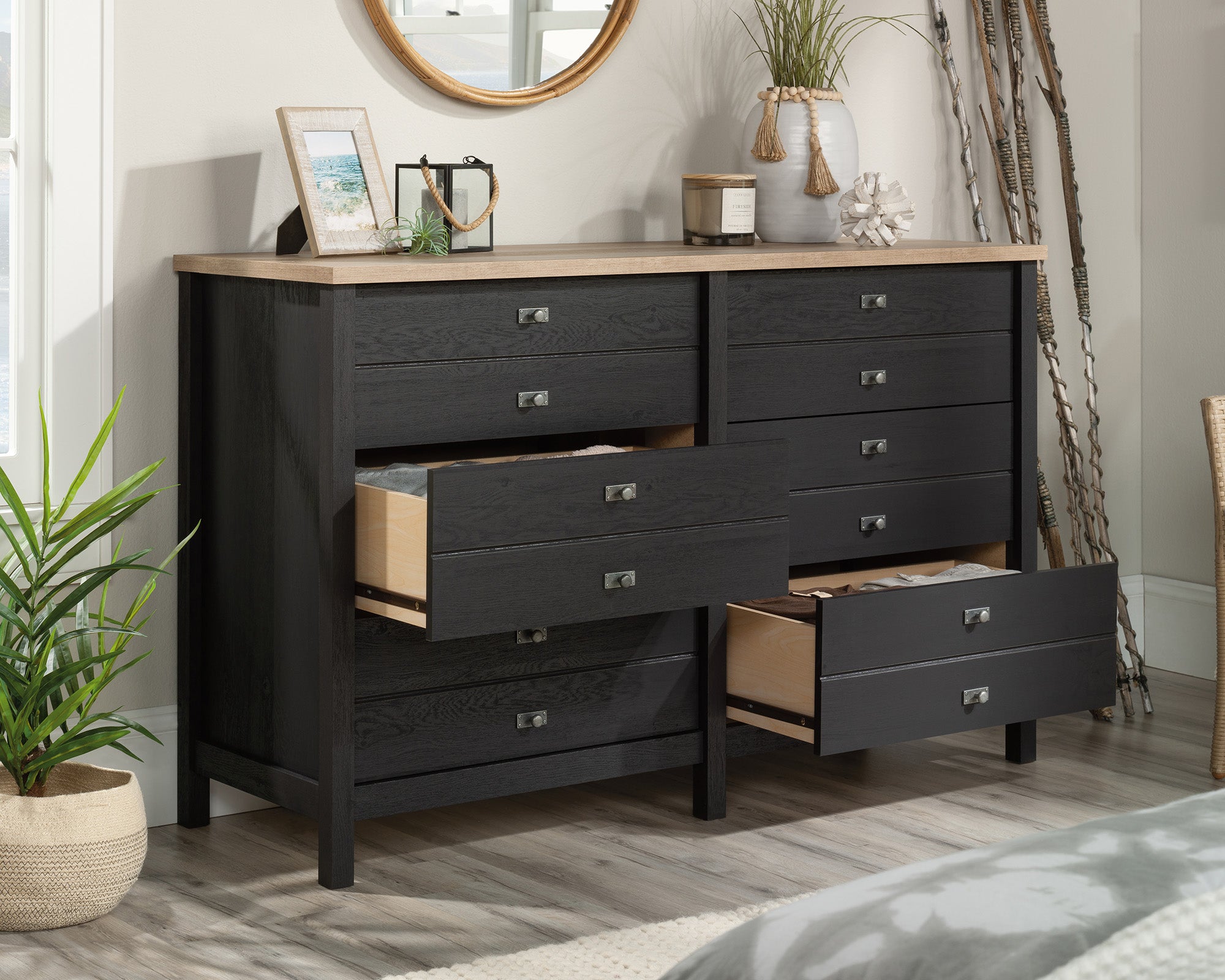 Cottage Road  6-Drawer Bedroom Dresser in Raven Oak