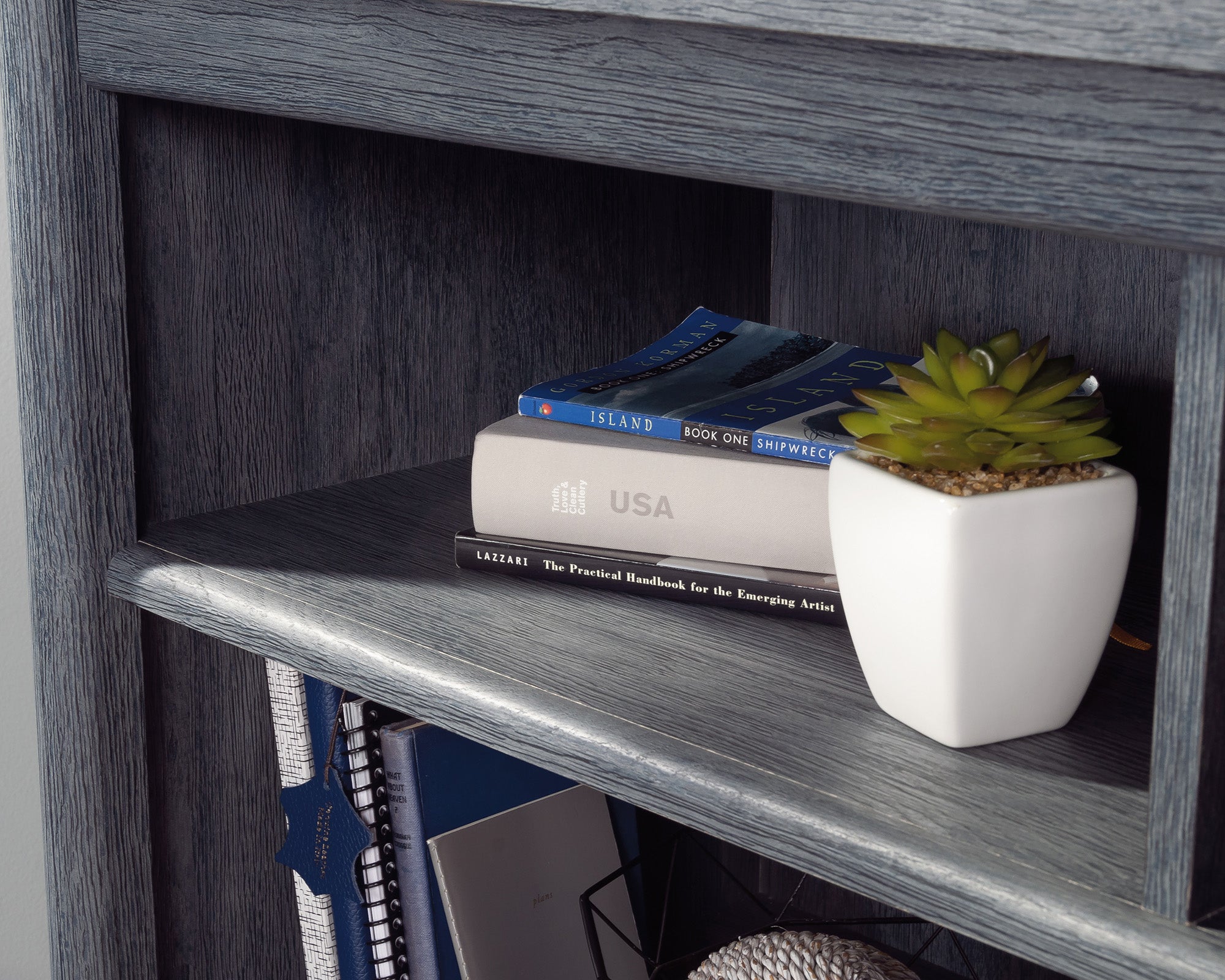 Dover Edge  Cubby Storage Bookcase in Denim Oak