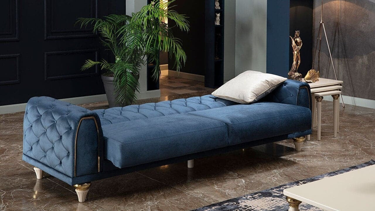 Bellona Mistral 3 Seat Sleeper Sofa (Duca Navy) 3 Pieces by Bellona