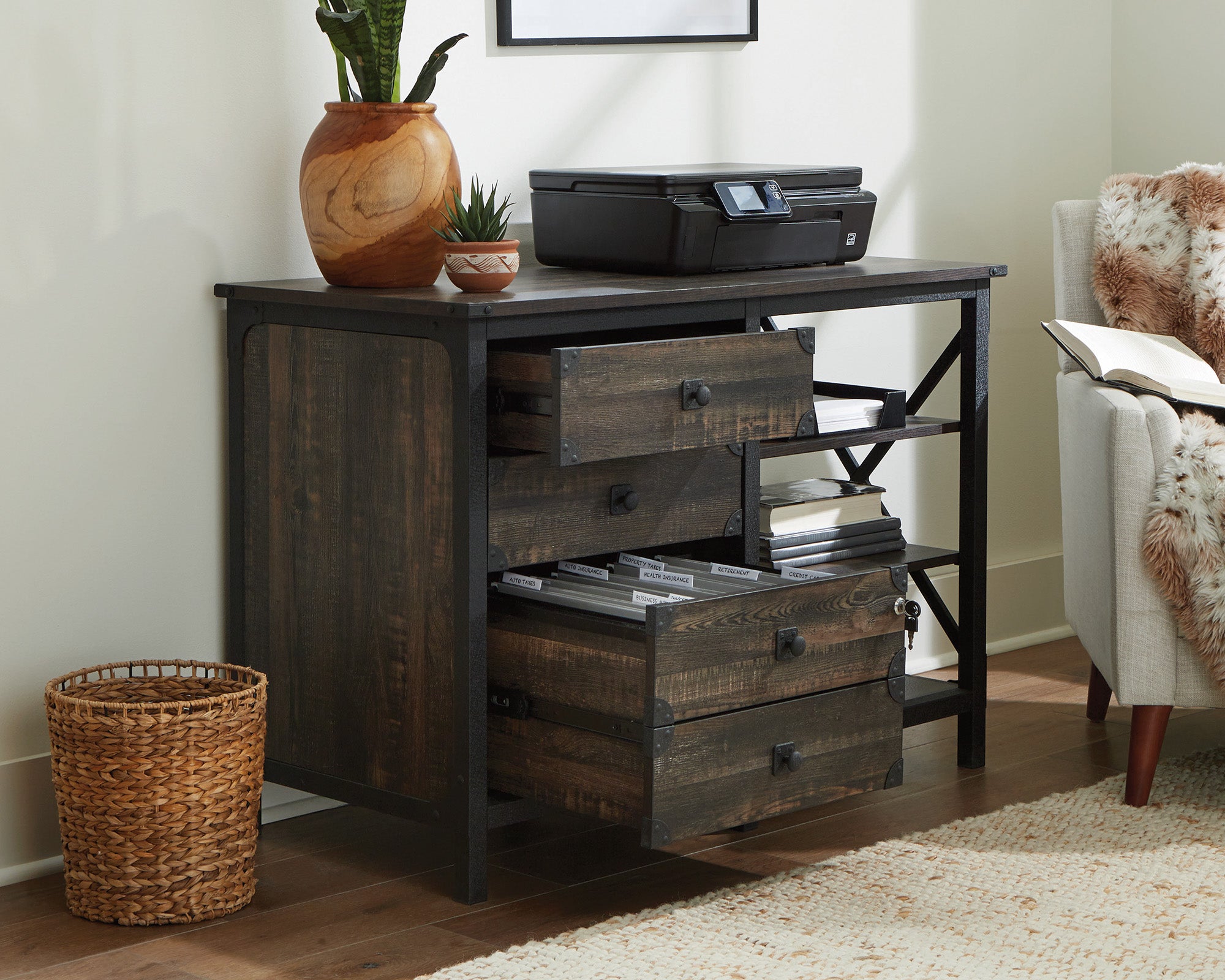 Steel River  Industrial Metal & Wood Credenza with Drawers