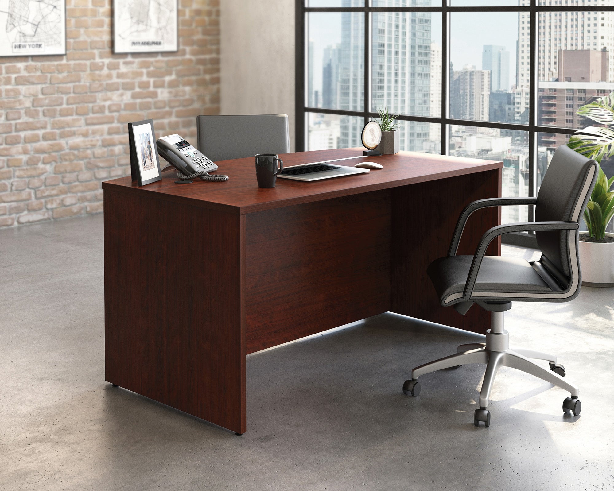 Affirm 60" Bowfront Executive Desk in Classic Cherry