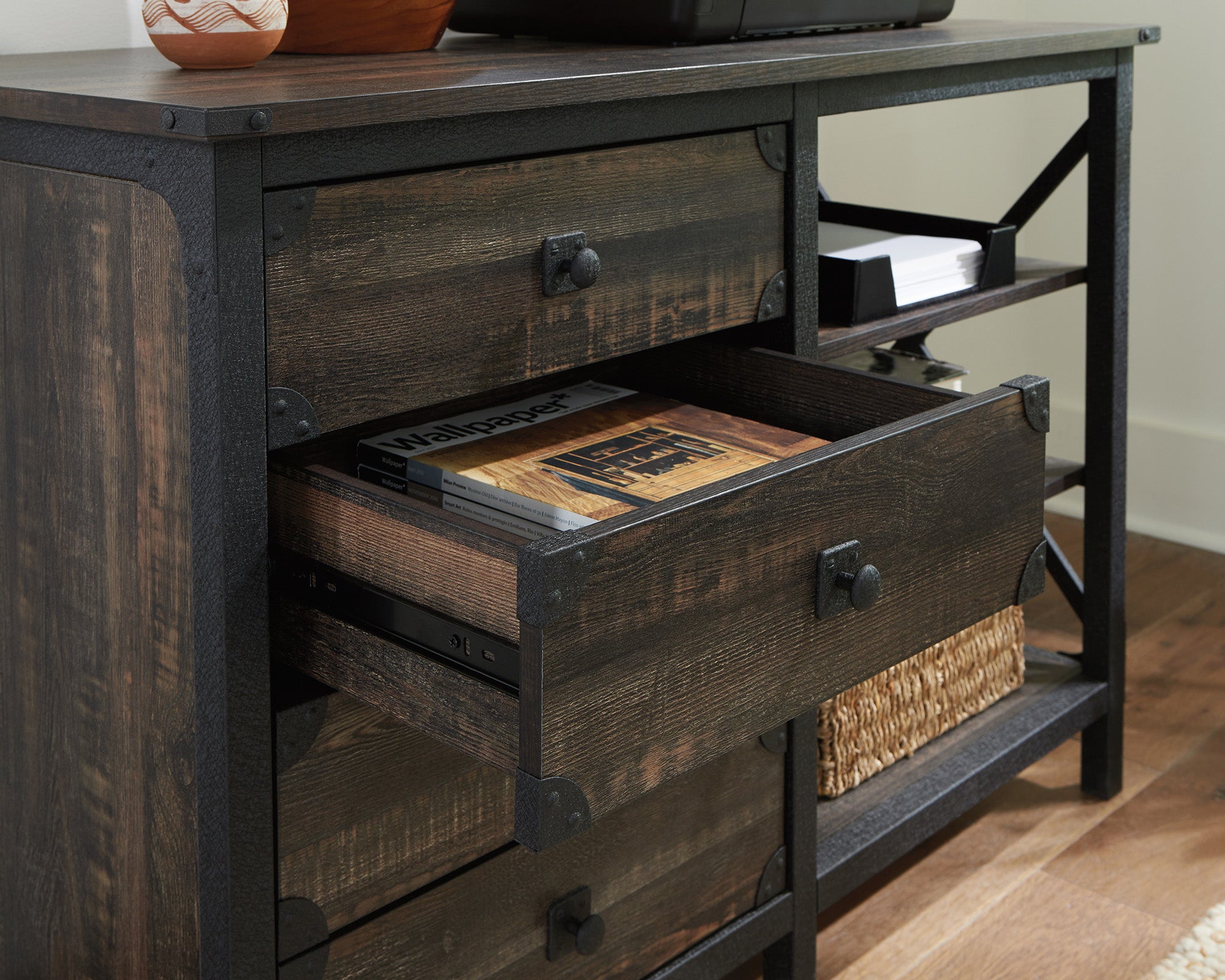 Steel River  Industrial Metal & Wood Credenza with Drawers