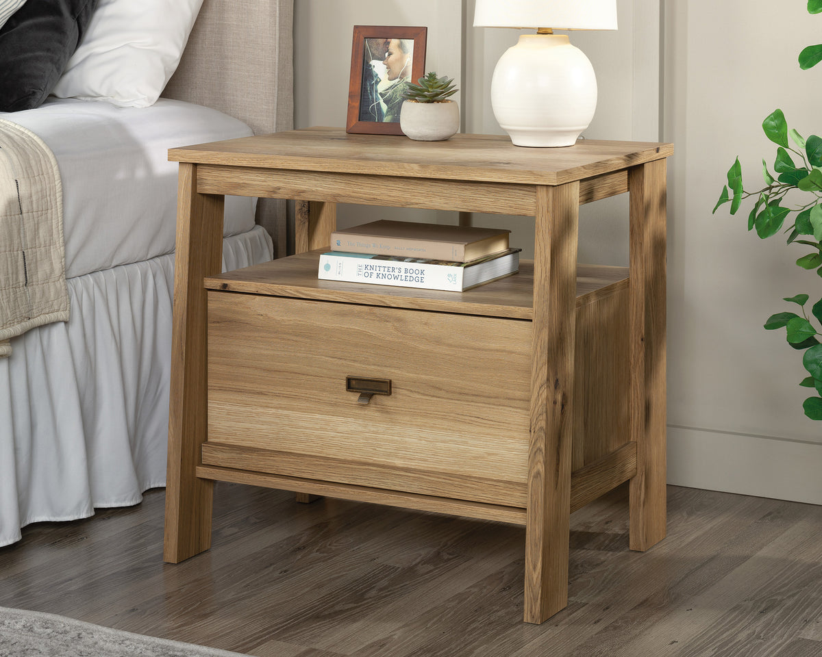 Trestle  1-Drawer Night Stand in Timber Oak