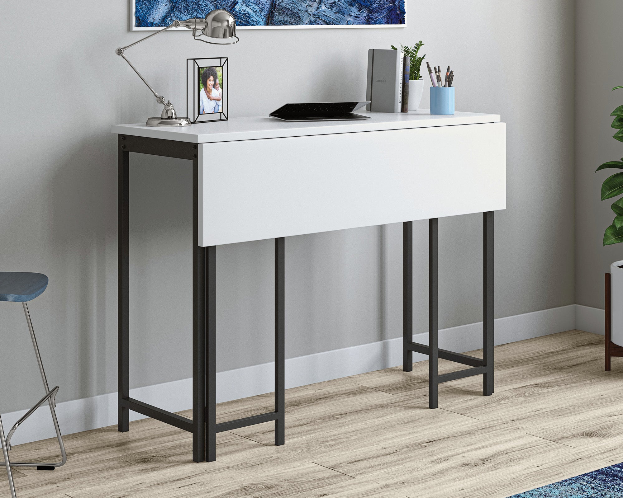 North Avenue  Modern Drop Leaf Dining Table in White