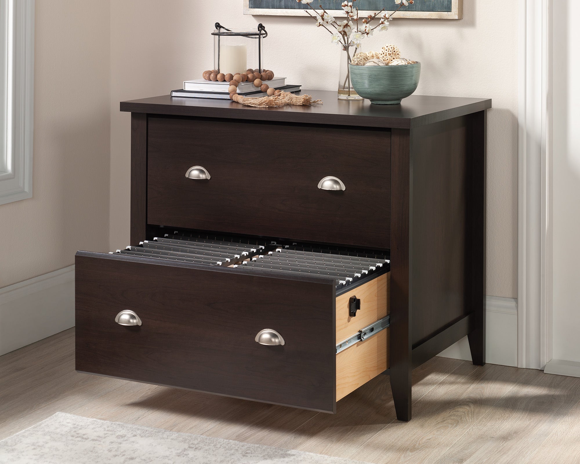 Summit Station  2-Drawer Lateral File Cabinet Cinnamon Cherry