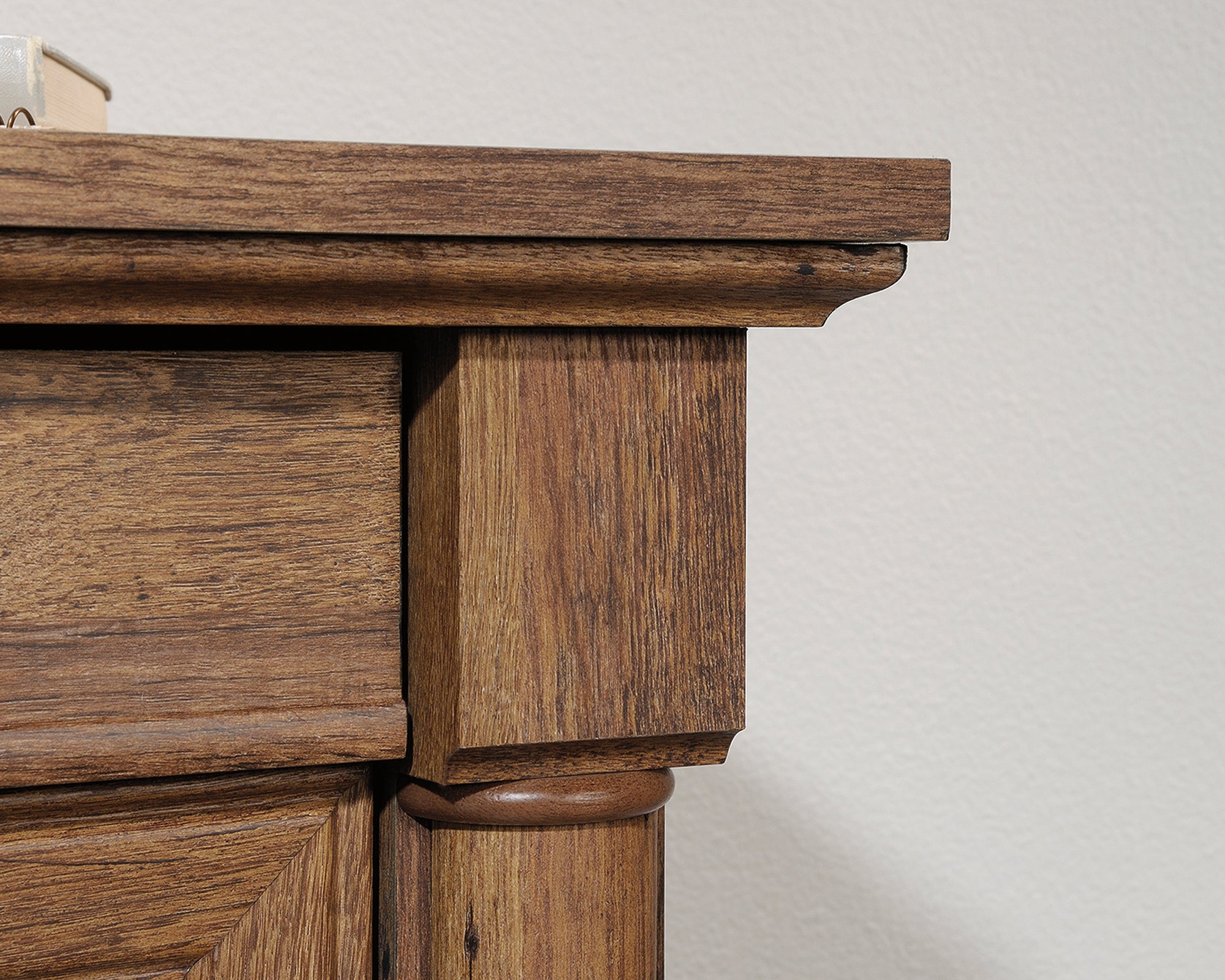 Palladia  L-Shaped Desk in Vintage Oak finish