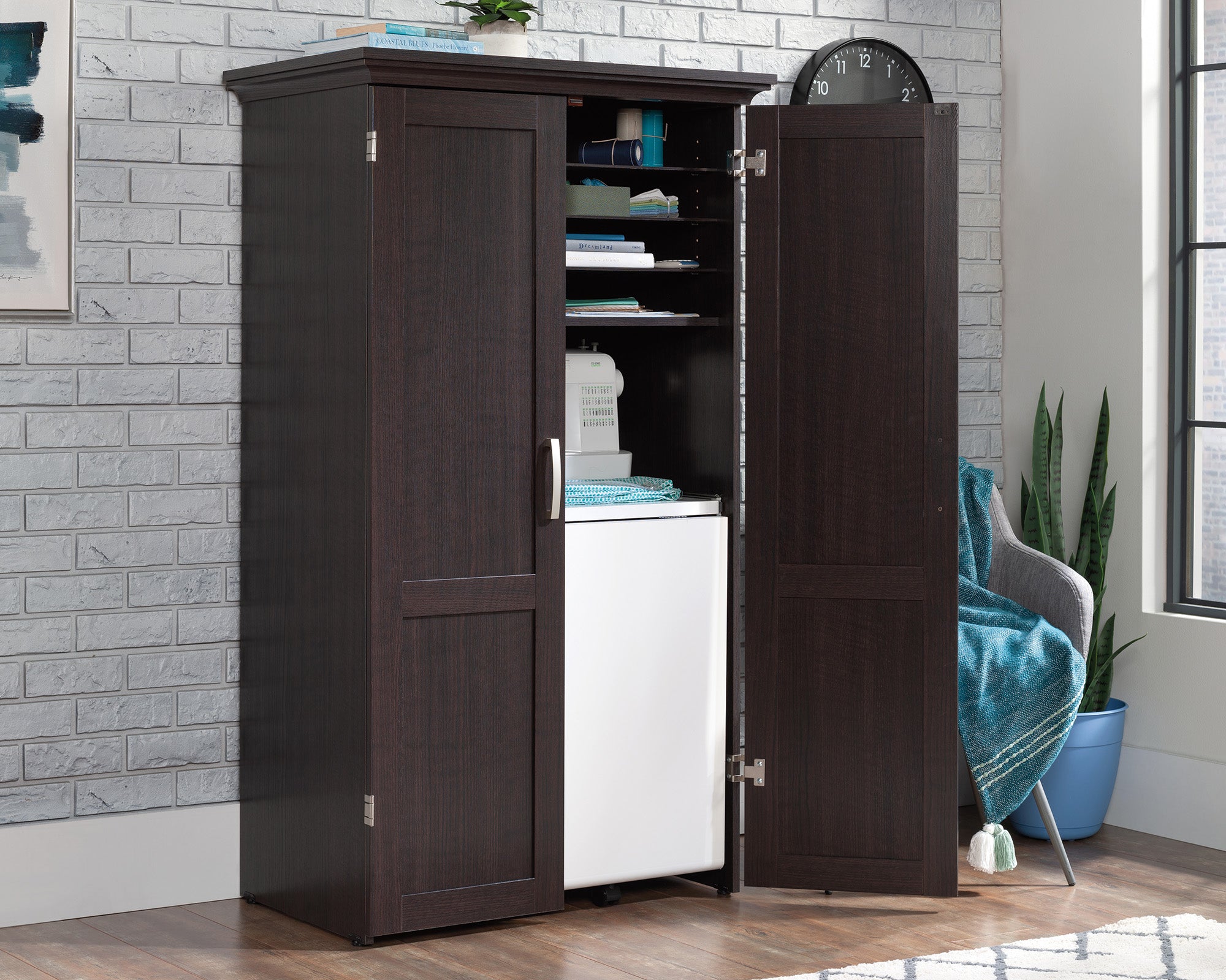 Sauder Select Craft or Office Armoire in Dakota Oak