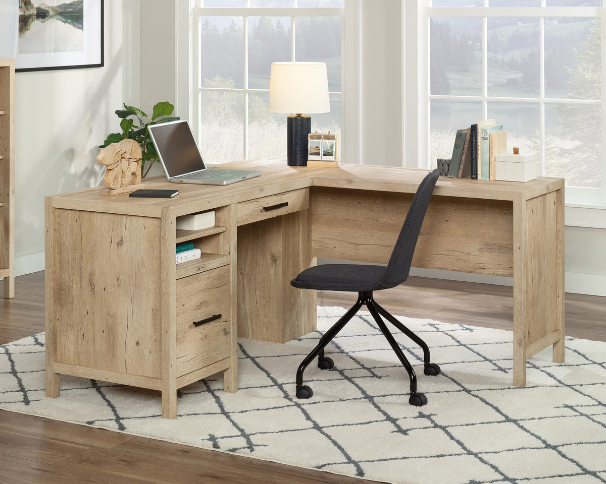 Pacific View  L-Shaped Home Office Desk in Prime Oak