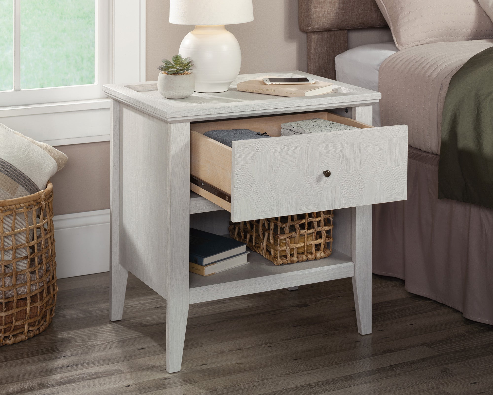 Larkin Ledge 1-Drawer Night Stand in Glacier Oak