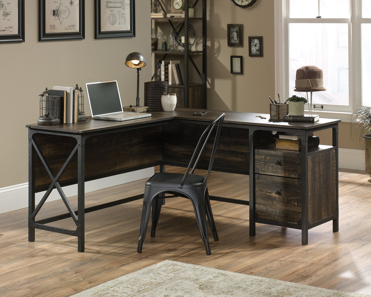 Steel River  L-Shaped Desk Carbon Oak