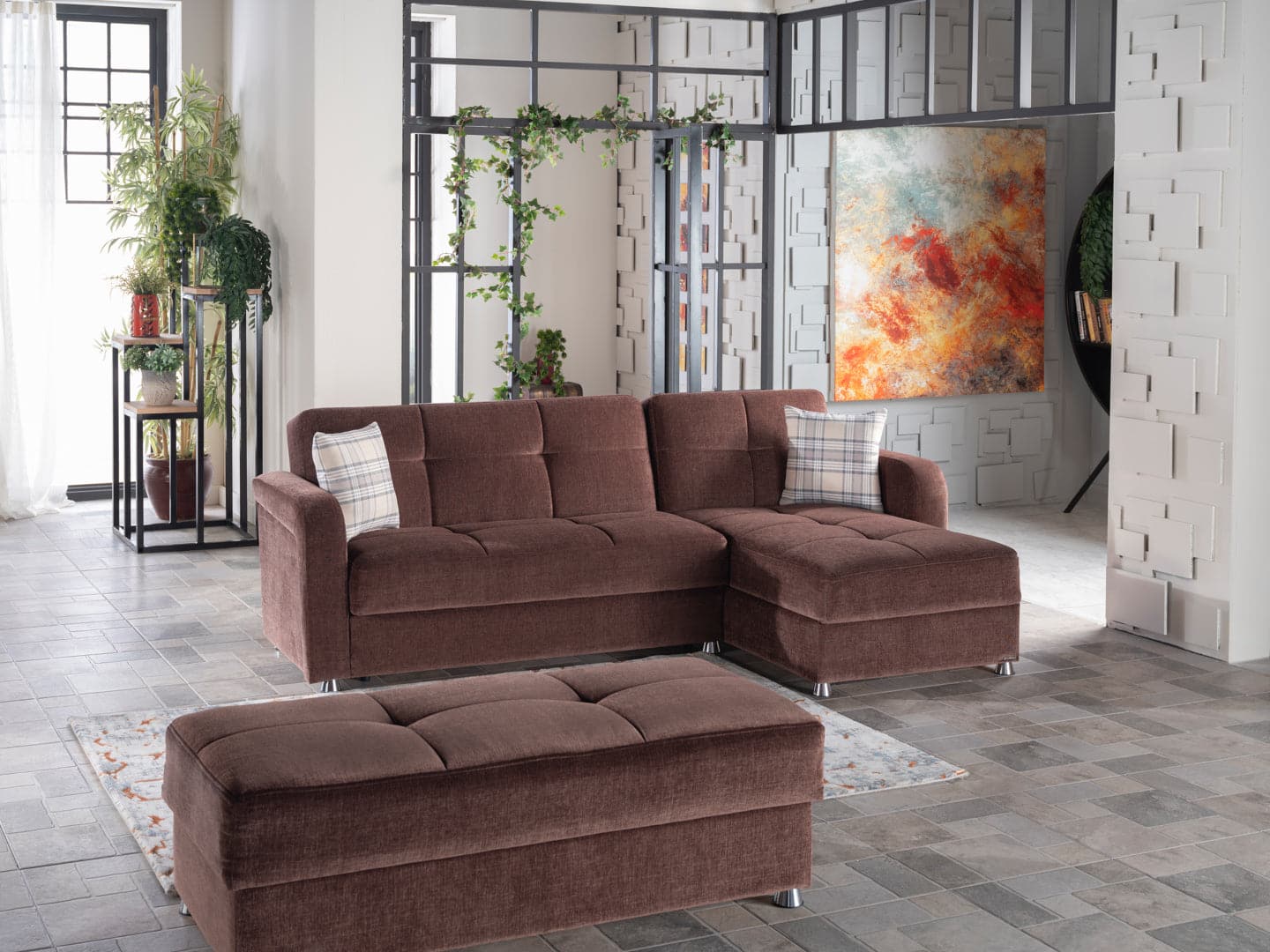 Bellona Vision Sleeper Sectional by Bellona Brown Sectional + Ottoman